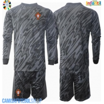 Camisa de time de futebol Portugal Goleiro Replicas 2º Equipamento Infantil Europeu 2024 Manga Comprida (+ Calças curtas)